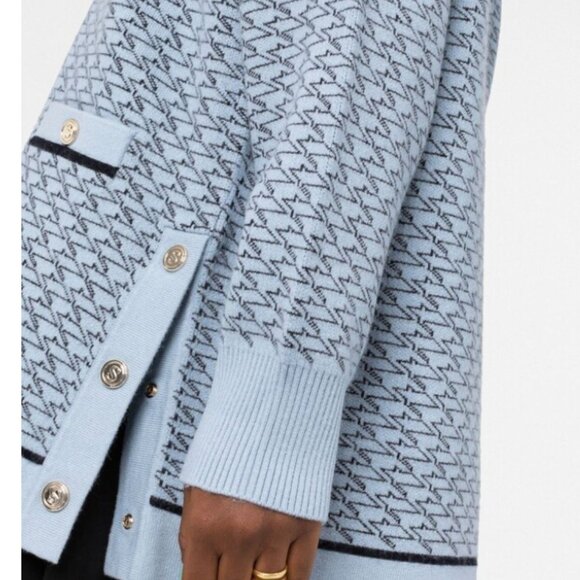 Sandro France Preston Intarsia Oversized Cardigan Preppy Chic Old Money - Picture 4 of 16